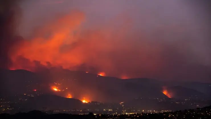 Long distance photo of the California wildfires.